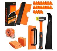 Kit de instalación de suelos de madera, 65 herramientas de suelo laminado con espaciadores, mazo de goma, bloque de golpeo, barra de tracción, cinta métrica de contorno, kit de suelo laminado