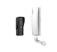 Kit de Intercomunicación Hikvision Timbre DS-KV1100-ME2 IP55 Negro + Intercomunicador DS-KH1101 Blanco