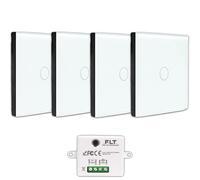 Kit de Interruptor Conmutador Inalámbrico - 4 Mandos a Distancia de Pared + 1 Mini Receptor Empotrado - Va y Viene sin Trabajo - Mando a Distancia - Interruptores de Radio RF 433 Mhz