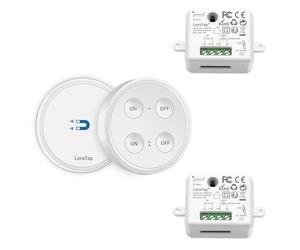 Kit de Interruptor de Luces Inalámbricas, LoraTap Interruptor Inalámbrico + 2 Piezas Receptor de Relevo Control Remoto de Radio Hasta 200m Mando a Distancia para Casa Iluminación y Electrodomésticos