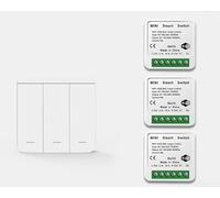 Kit de interruptor de luz inalámbrico, compatible con botón inteligente Tuya, control remoto RF433, control de voz y aplicación, fácil de instalar, sin cableado, ABS blanco (C)