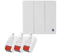 Kit de interruptor de luz inalámbrico con panel de pared 86, interruptor de haz alto y receptor de relé de 16 A, para luces de funcionamiento, ventiladores y aire acondicionado (1 interruptor y 3