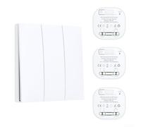 Kit de interruptor de luz inalámbrico, control remoto autoalimentado con 3 receptores, diseño ABS impermeable para iluminación de jardín en casa, configuración simple sin necesidad de cableado
