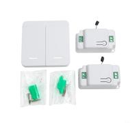 Kit de interruptor de luz inalámbrico, control remoto RF de 2 bandas con 2 receptores, no necesita cableado para iluminación del hogar, señal de largo alcance de 433 MHz, sistema expandible, color