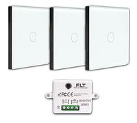 Kit de interruptor inalámbrico - 3 mandos a distancia de pared + 1 mini receptor empotrado - Va y viene sin trabajo - Mando a distancia - Interruptor de radio RF blanco