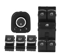 Kit de Interruptores para Coche 5 Piezas, Panel Maestro, Ventana Lateral, Espejo Retrovisor, Color Negro - Material ABS Resistente, Instalación Sencilla, Compatible con MK5, MK6,