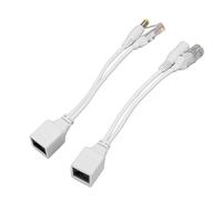 Kit de Inyector Divisor PoE, 1 par de Cable Divisor de Inyector Adaptador PoE Pasivo de Alimentación a Través de Ethernet de 12 V con Conector CC de 5,5 X 2,1 Mm (Blanco)