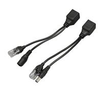 Kit de Inyector Divisor PoE, 1 par de Cable Divisor de Inyector Adaptador PoE Pasivo de Alimentación a Través de Ethernet de 12 V con Conector CC de 5,5 X 2,1 Mm (Negro)