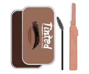 Kit de jabón para cejas, cera moldeadora de estilo de cejas de larga duración con cepillo recortador de, color marrón