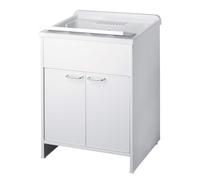 Kit De Jardín Lavabo Montaje Exterior PVC Plástico Blanco 60x50 H85 CM