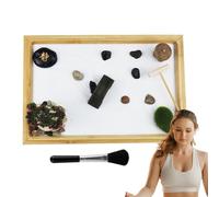 Kit de jardín Zen - Jardín de Zen Resistente para Oficina, Bandeja de Creativa de Madera | Meditación de jardín Zen, decoración del hogar, Herramientas de rastrillo para Plantas con 3