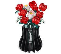 Kit de jarrón de Madera para Rosas Lego, Flor de Cerezo, Girasol, Tulipanes, narcisos, Loto, Bonito jarrón de Flores para arreglo de Ramo Lego, decoración del hogar para Mujeres Adultas (Negro)