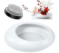 Kit de jarrón de rana de flores, arreglo floral de Ikebana, jarrón de cerámica y rana de flores, kit de jarrón de flores con gotas de agua (blanco, tamaño grande)