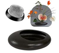 Kit de jarrón de rana de flores, arreglo floral de Ikebana, maceta de cerámica con forma de gota de agua y rana floral, kit de jarrón de arreglos florales (marrón oscuro, tamaño pequeño)