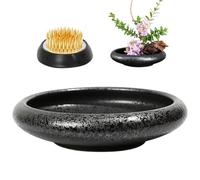 Kit de jarrones Ikebana, Soporte de arreglo de cerámica de Apertura de Ancho Redondo de Ancho, tazón Retro Ikebana con Kit de Rana de Flores, jarrón japonés, jarrón de Ranas, arreglo japonés.