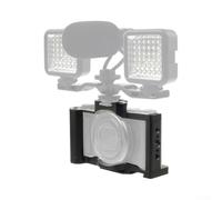 Kit de jaula de aleación ligera para Sony ZV-1, color negro | Puntos de montaje múltiple, ranuras para zapata fría, construcción de aleación de aluminio, protege la lente y el cuerpo