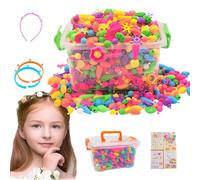 Kit De Joyería Pop Beads - Juego De 200 Piezas De Cuentas A Presión Para Bricolaje, Artesanía Educativa Hecha A Mano, Juguete Multifuncional | Actividad Creativa De Fabricación De Joyas P