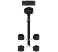 Kit de juguetes para parejas, juego de yoga con correas, esposas de nailon, collar, esposas para piernas, venda para los ojos, ataduras ajustables, color negro