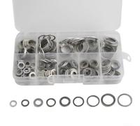 Kit de juntas planas de aluminio 200pcs, selección de metal para arandelas para uso de maquinaria, convenientemente empaquetado en caso