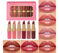 Kit De Labiales Viaje | Juego De Labiales Efecto Brillo Y Mate, Hidratantes Larga Duración Con Brillo Y Gloss Para Novias, Fiestas, Uso Diario Y Bodas