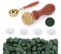 Kit de lacre, 300 piezas de lacre para sobres/invitaciones/tarjetas/regalos/sellos de cera vintage (Amar, Verde oscuro)