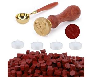 Kit de lacre, 300 piezas de lacre para sobres/invitaciones/tarjetas/regalos/sellos de cera vintage (Amar, Rojo vintage)