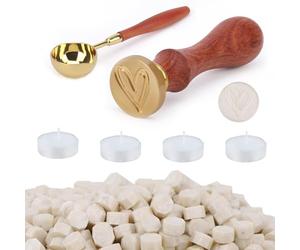 Kit de lacre, 300 piezas de lacre para sobres/invitaciones/tarjetas/regalos/sellos de cera vintage (Amar, Blanco perla)