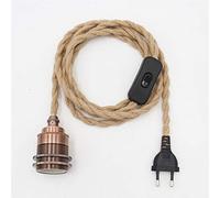 Kit de lámpara colgante de cuerda de cáñamo Vintage con enchufe de interruptor DIY Cable de luz colgante de una sola cabeza Cable E27 Enchufe Cable textil Decoración Iluminación para dormitorio (B)
