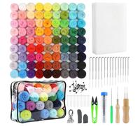 Kit de Lana para Fieltro 100 Colores, 300g Lana de Cuento para Fieltrado en Seco y Húmedo, Agujas de Fieltro, Herramientas y Tiras de Lana, Ideal para Manualidades DIY de Animales y Kits de Fieltro