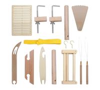 Kit de lanzadera de tejido, juego de 20 piezas de madera biselada con tinta, kit de lanzadera de tejer, pinzas de deformación y abrazadera de deformación, accesorios de telar para principiantes