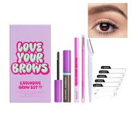 Kit de lápiz de cejas, Kit de maquillaje de cejas | Kit de cejas resistente al agua y resistente a roturas para maquillaje de ojos,Suministros cosméticos con tarjeta para cejas, recortador de