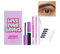 Kit de lápiz de cejas, Kit de maquillaje de cejas,Kit de maquillaje para cejas de 10 piezas resistente a roturas | Suministros cosméticos con rímel, crema para cejas, tarjeta para cejas, recortador de