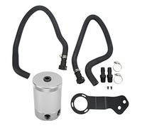 Kit de lata de captura de aceite con deflectores, separador de aceite de aire de depósito de tanque de captura de aceite de aleación de aluminio de alto rendimiento para Camaro SS (Plata)