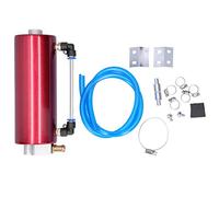 Kit de lata de depósito de tanque de captura de aceite universal con abrazaderas de soporte de tubo de aceite Conector de tuerca de tornillo Lata de captura de aceite de motor de (Roja)