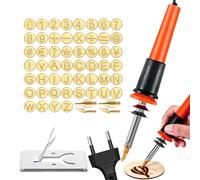 Kit de leña para quemar cuero, juego de puntas para quemar leña - Juego único de 65 piezas, fuerte para herramientas de tallado con 26 letras de artesanía detallada