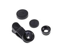 Kit de lente de cámara 3 en 1 universal ojo de pez + lente gran angular + kit de lente de cámara con clip macro para iPhone 6S/7/8/X (negro)