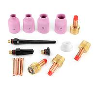 Kit de lente de gas de boquilla de cerámica Tig Soldadura de soldadura Consumibles para la antorcha 17/18/26 latón morado, 16pcs de cobre cerámico, mejora la eficiencia de trabajo