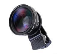 Kit de lentes de cámara para smartphone con lentes macro de 15X y 0 45X gran angular, bolsa de viaje portátil para un uso cómodo en cualquier lugar (negro)