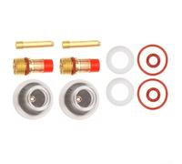 Kit de lentes de gas para soplete de soldadura TIG, 12 piezas para WP-17/18/26, juego de boquilla de cobre y taza de vidrio, para accesorios de soldadura de argón para electrodos de 1,6 mm y 2,4 mm