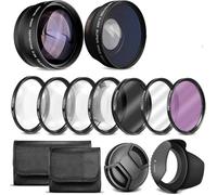 Kit de lentes de lujo para Canon EOS R100 R50 R10 con lente RF-S 18-45 mm, para Canon EOS M50 M50 Mark II con kit de lente EF-M de 15-45 mm, incluye: juego de 7 filtros de 49 mm + lente gran angular