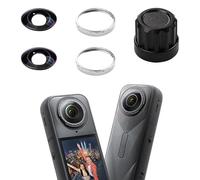 Kit de lentes de repuesto para Insta360 X5. Piezas de repuesto de lente intercambiable extraíbles, incluye lente óptica X5 HD, anillo de aleación de aluminio y herramienta de repuesto (plateado, lente