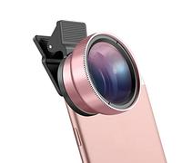 Kit de lentes profesionales para todos los teléfonos, macro 12.5X y lente de teléfono celular de cámara gran angular de 0.45 X con funda de poliuretano portátil (oro rosa)