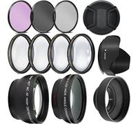 Kit de lentes Ultra Deluxe para Nikon D3400, D3500, D5600 con lente de 1855 mm, Sony A7, A7III con 2870mm, A6000, A6400, A6600. Incluye: 7 piezas de filtro de 58 mm + lente de gran angular de 58 mm