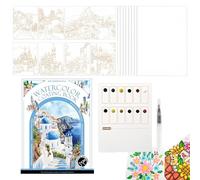 Kit De Libro De Color Agua - Suministros de Pintura Tri-Fold Art, Waterbook Color Paint Relajante Placa Creativa, Cartera Portátil De | Bloc de bocetos Aficionado Para Niñas, Adolescentes