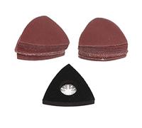 Kit de lijado multiherramienta oscilante de 51 piezas con almohadilla triangular de 80 mm y 50 hojas abrasivas - Grano 60 80 120 180 240 - Compatible con Fein Chicago y
