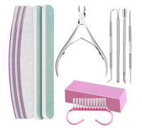 Kit de limas de uñas, juego de manicura para salón | Herramientas de manicura de acero inoxidable, herramientas de uñas incluyen pinza de cutículas, pelacutículas triangular para mujeres