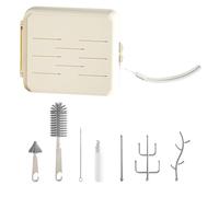 Kit de limpiador de botellas de viaje kit de lavado de botella de viaje removible con pinceles, dispensador de detergente y estante de drenaje limpieza y secado de bebé es esencial para los padr