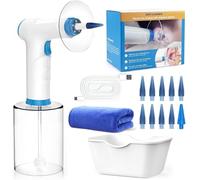 Kit de Limpiador de Oídos, 4 Modos Limpia Oidos Cera, Sistema de Riego Oídos con Puntas desechables y lavabo para Atrapar los oídos
