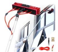Kit de limpiador de ventanas telescópico: poste extensible de 6 m con cabezal de cepillo de 35 cm para paneles solares sin esfuerzo y limpieza de ventanas que llega fácilmente a áreas altas