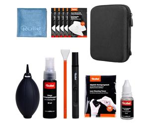 Kit de Limpieza APS-C XL Rollei, Set de Limpiador de Sensor de Cámara 8 en 1 con Lenspen Soplador Paños y Liquido Limpiador Palillos de Limpieza con Sensor APS-C(16mm) Cleaning Set para DSLR Lente